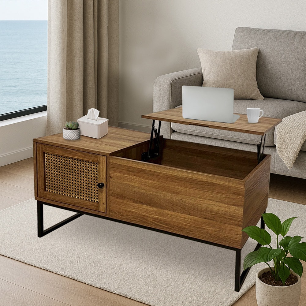 【AOTTO】歐式多功能收納儲物升降茶几(茶几 客廳桌 升降桌 餐桌)