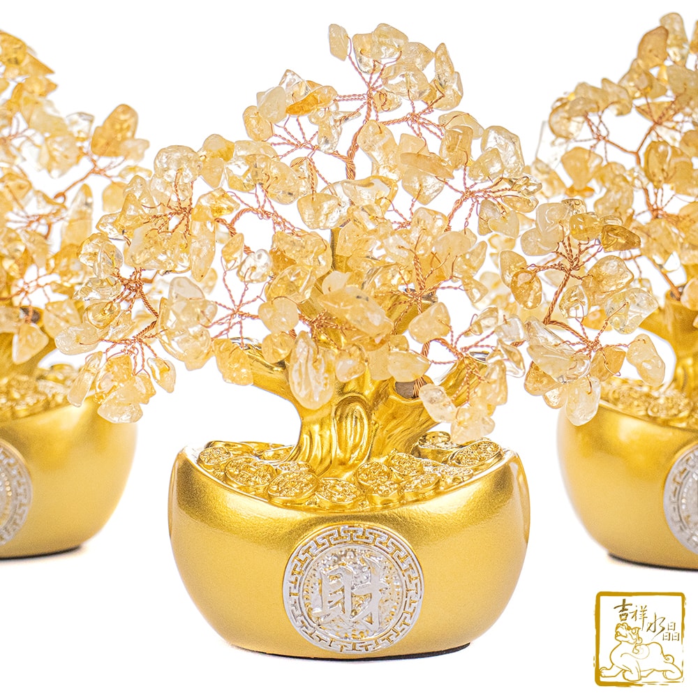 【吉祥水晶】黃水晶小元寶發財樹 / 錢幣款
