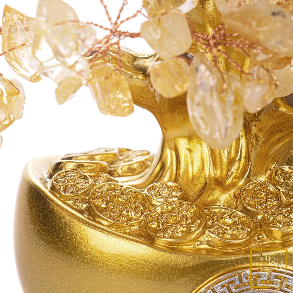 【吉祥水晶】黃水晶小元寶發財樹 / 錢幣款