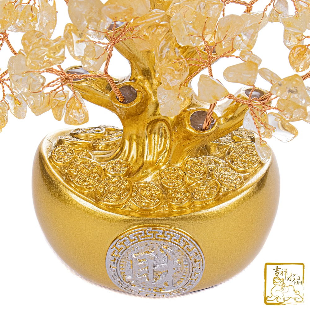【吉祥水晶】黃水晶小元寶發財樹 / 錢幣款