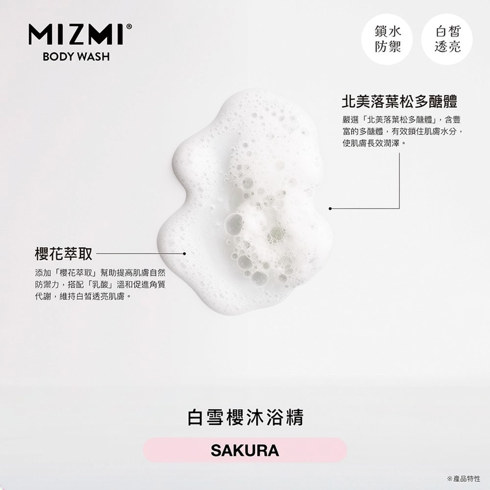 【MIZMI】沐浴精(白雪櫻/水感舒眠/輕柔東方)480ml*3入