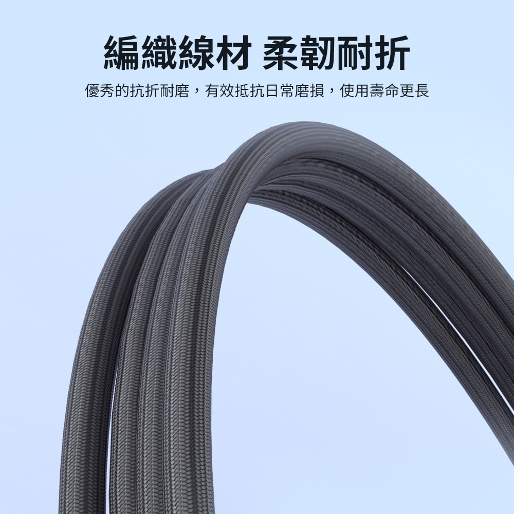 【Philips 飛利浦】C to C 240W PD數位顯示編織快充線125cm  DLC4582C