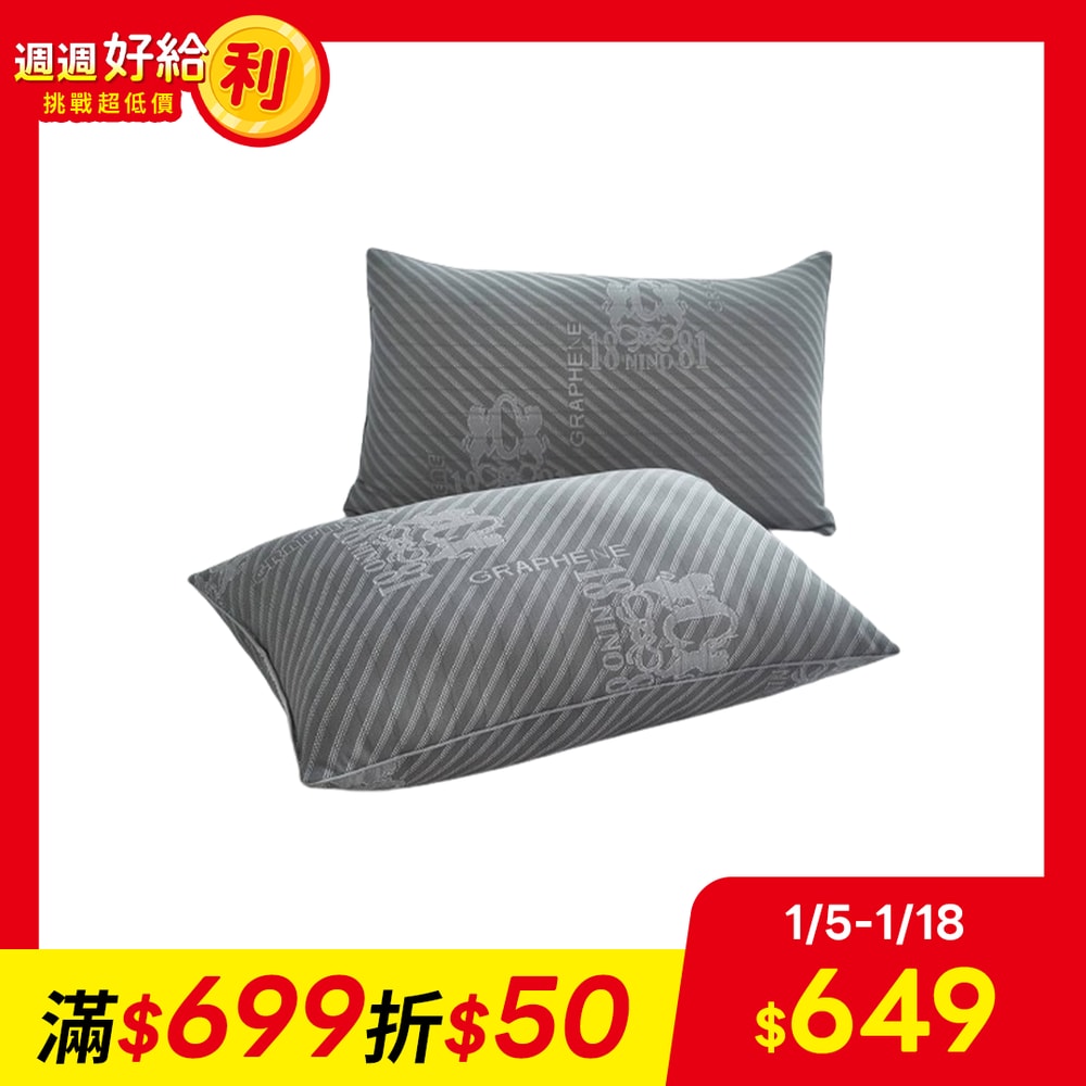【NINO1881】買1送1 針織石墨烯水洗羽絲絨枕(飯店枕/羽絲絨枕/石墨烯枕/枕頭)
