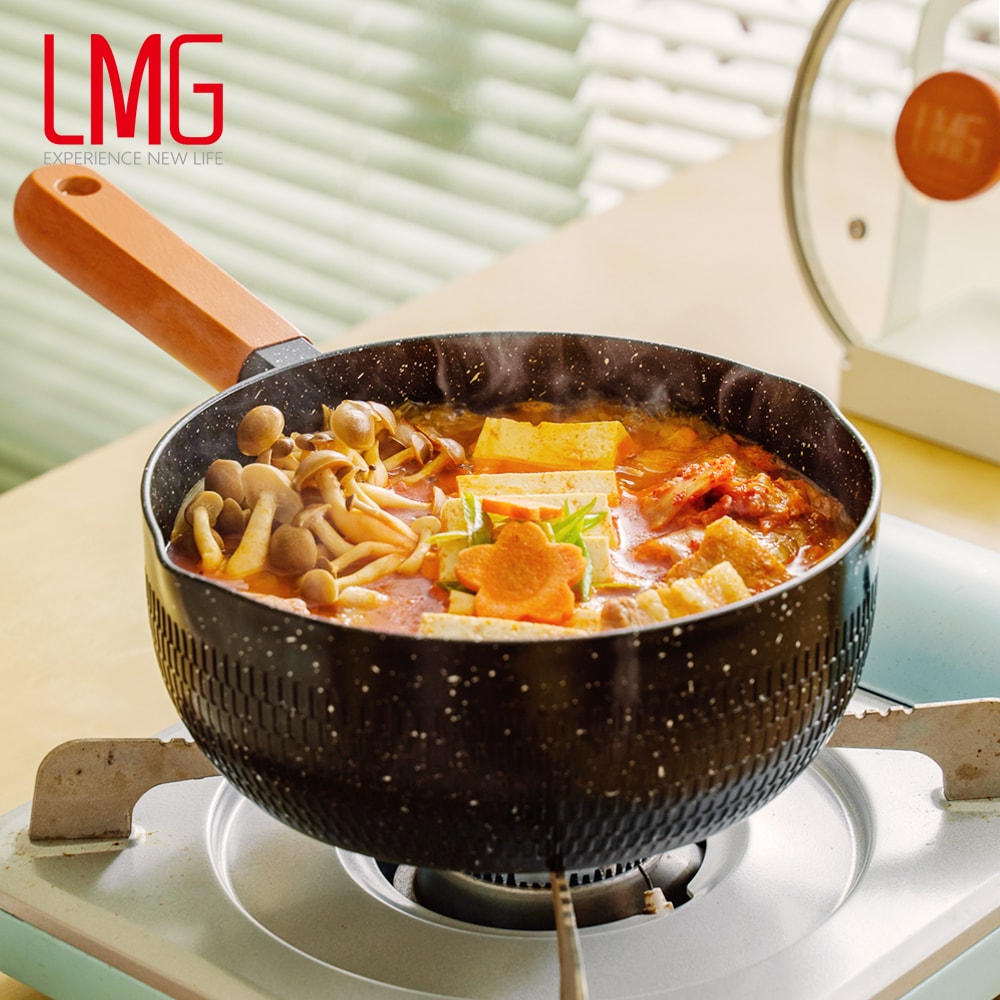 【LMG】雪藏系列錘紋不沾雪平鍋20cm(含蓋)