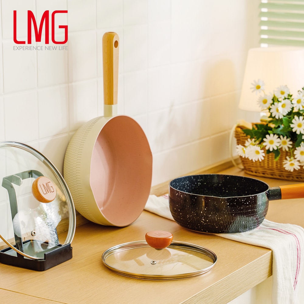 【LMG】雪藏系列錘紋不沾雪平鍋20cm(含蓋)