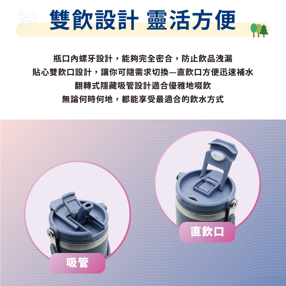 【LINOX】Smakus負離子能量攜吸杯880ml-2入(運動隨行杯/手提保溫杯/便攜吸管杯/超真空手提杯/效保溫杯)