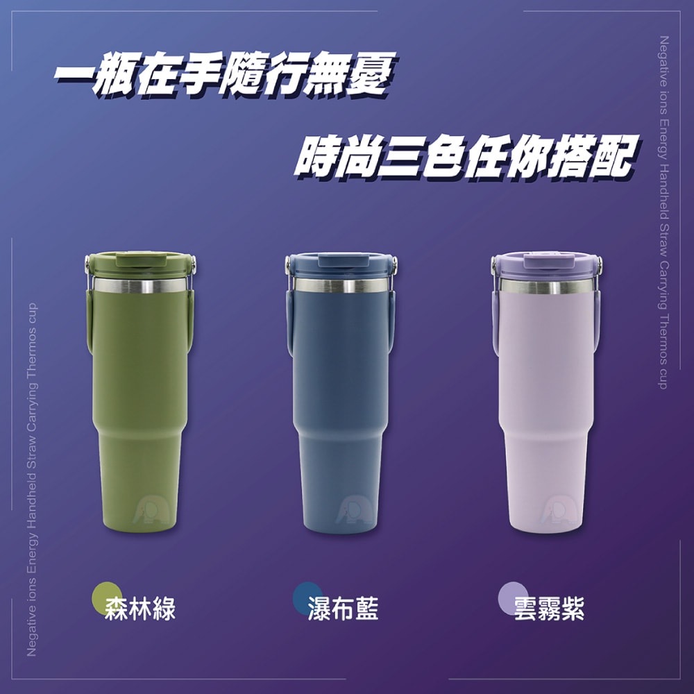 【LINOX】Smakus負離子能量攜吸杯880ml-2入(運動隨行杯/手提保溫杯/便攜吸管杯/超真空手提杯/效保溫杯)