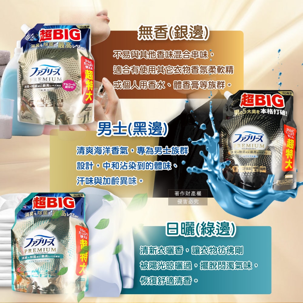 【Febreze 風倍清】高消臭力3D浸透織品除臭噴霧補充包1240ml/袋(超BIG衣物香氛,鞋靴消臭劑,去燒烤食物異味,寢具床墊地毯沙發窗簾適用)