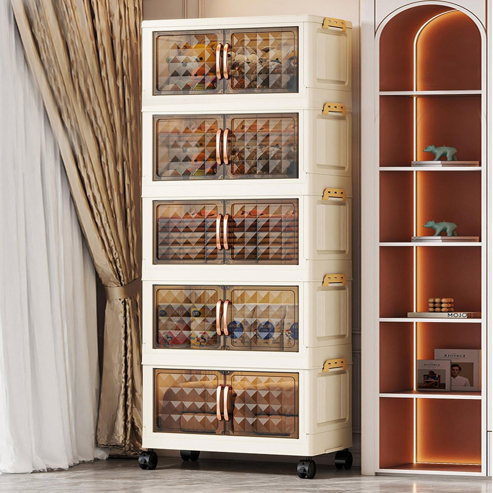 【AOTTO】50面寬雙開門磁吸五層折疊收納櫃