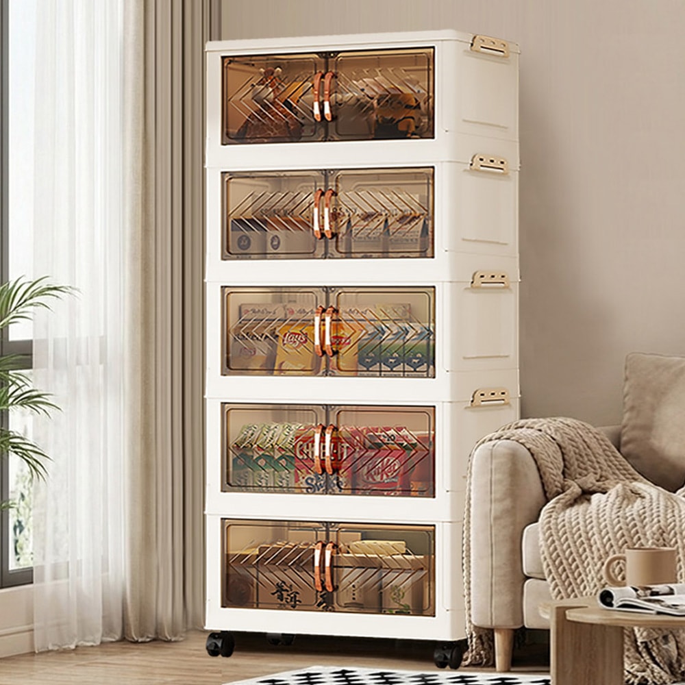 【AOTTO】50面寬雙開門磁吸五層折疊收納櫃