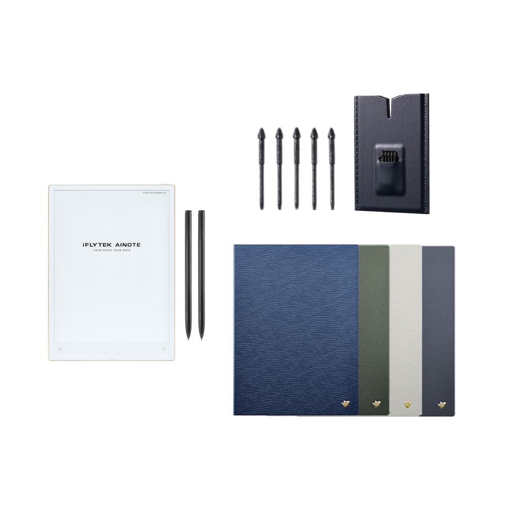【iFLYTEK 科大訊飛】iFLYTEK AINOTE 2 AI智能會議筆記本大全配（主機+觸控筆*2+森林綠保護套+5入組筆芯）
