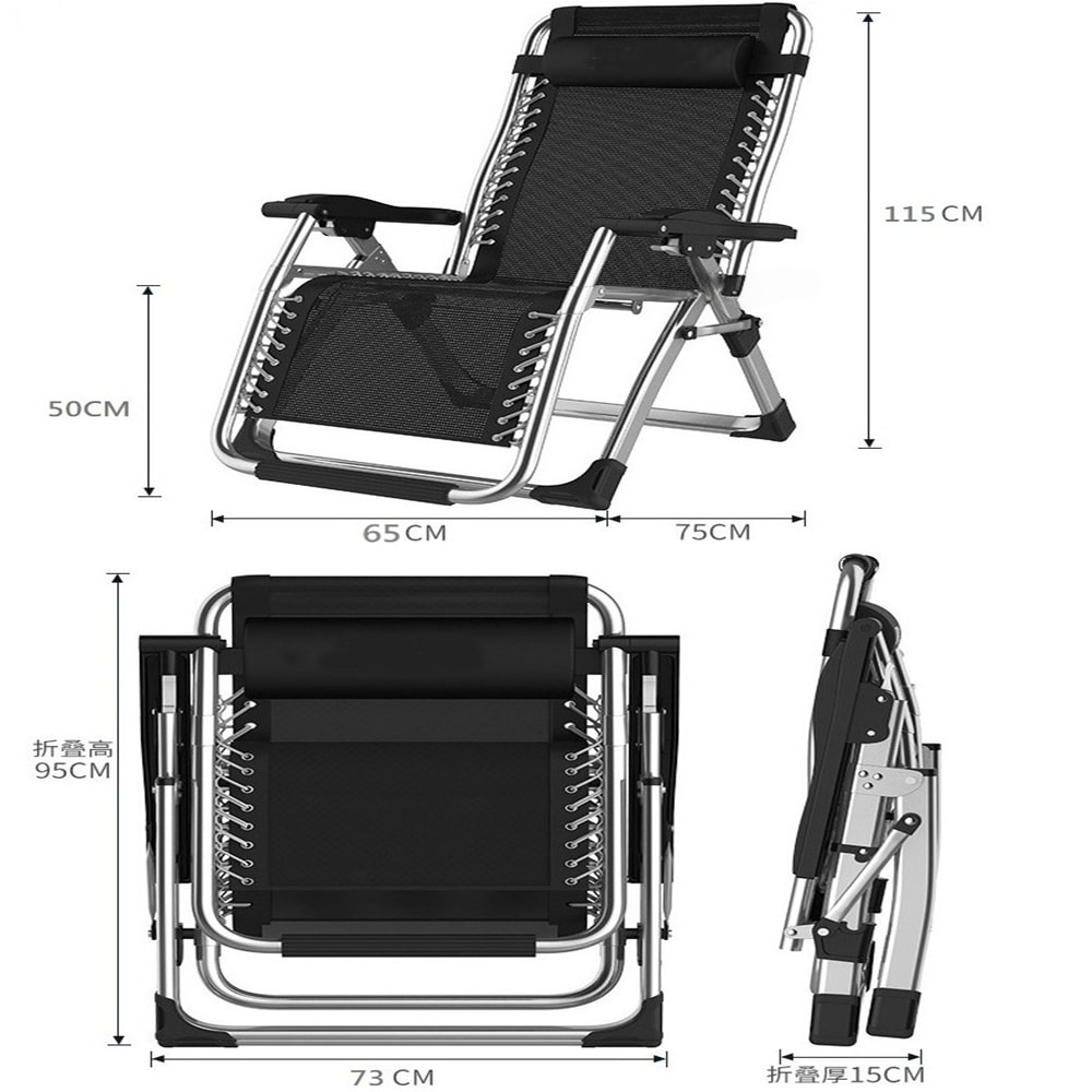 【HTGC】零重力休閒椅#寬65CM 附枕頭 前後加粗雙方管/強化固定卡扣/後仰免起身(摺疊椅/躺椅/折疊床/休閒椅)