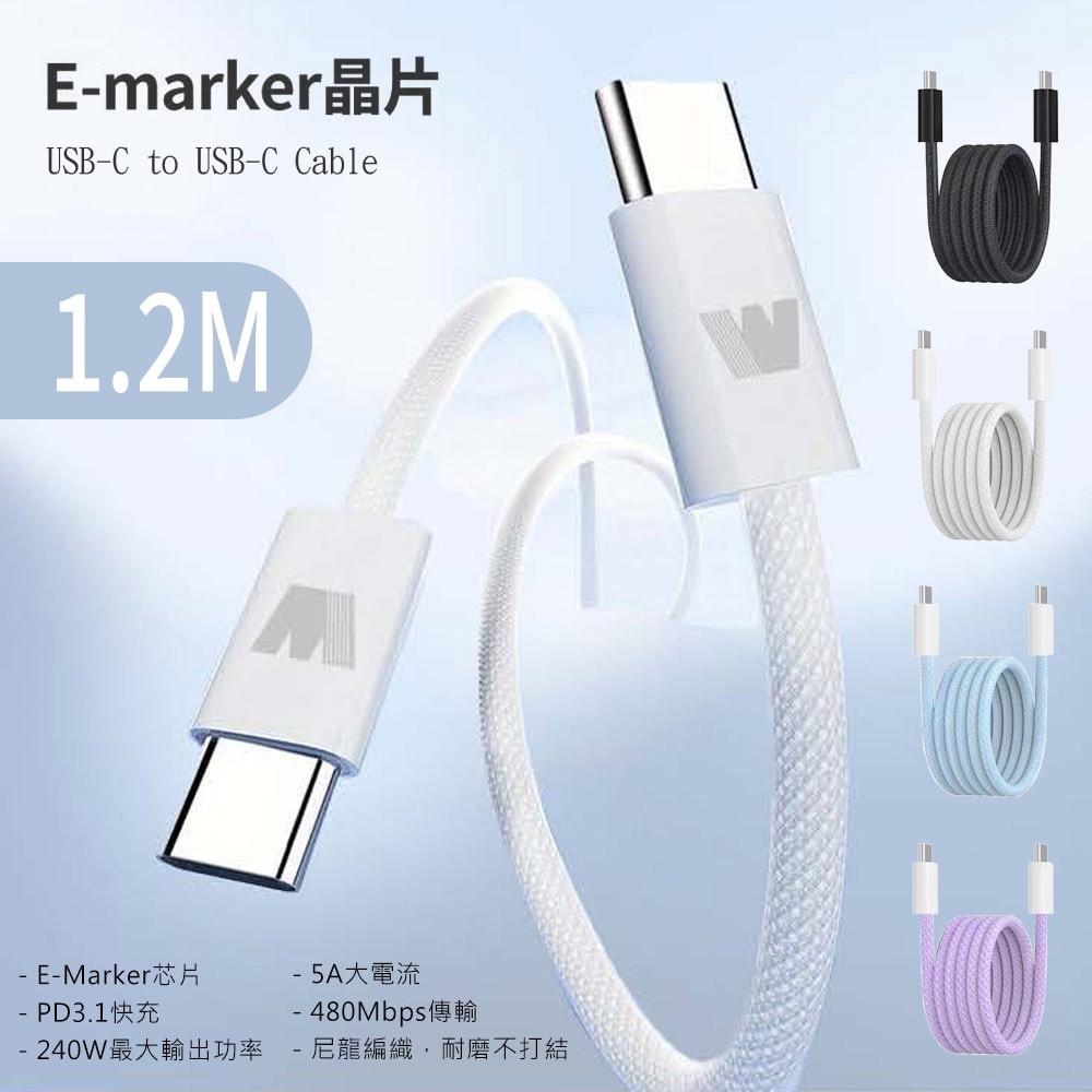 【Wephone】38W氮化鎵 數字顯示雙孔充電器+雙頭Type-C E-marker晶片 快充線(1.2M)