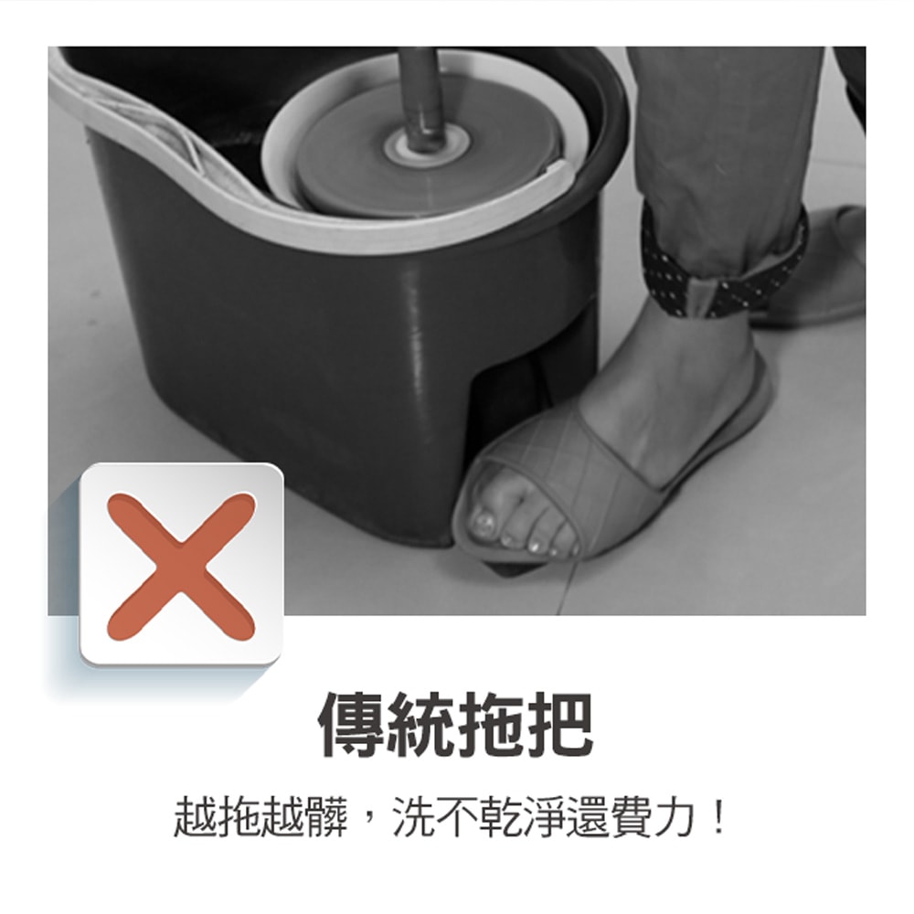 【百鈴】必卡鎖懶人拖把第三代-3桿6布(免沾手/省力/擰水/大布拖/地板清潔/棉條)