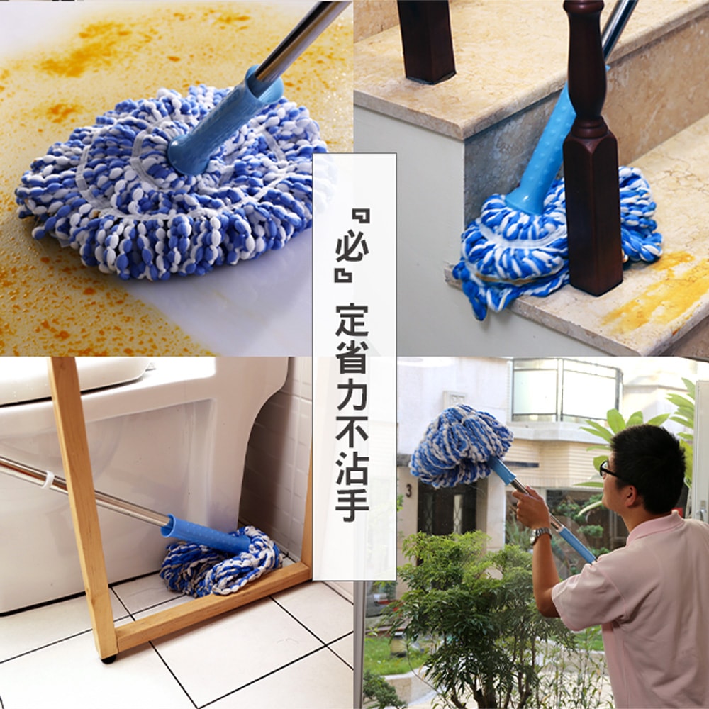 【百鈴】必卡鎖懶人拖把第三代-3桿6布(免沾手/省力/擰水/大布拖/地板清潔/棉條)