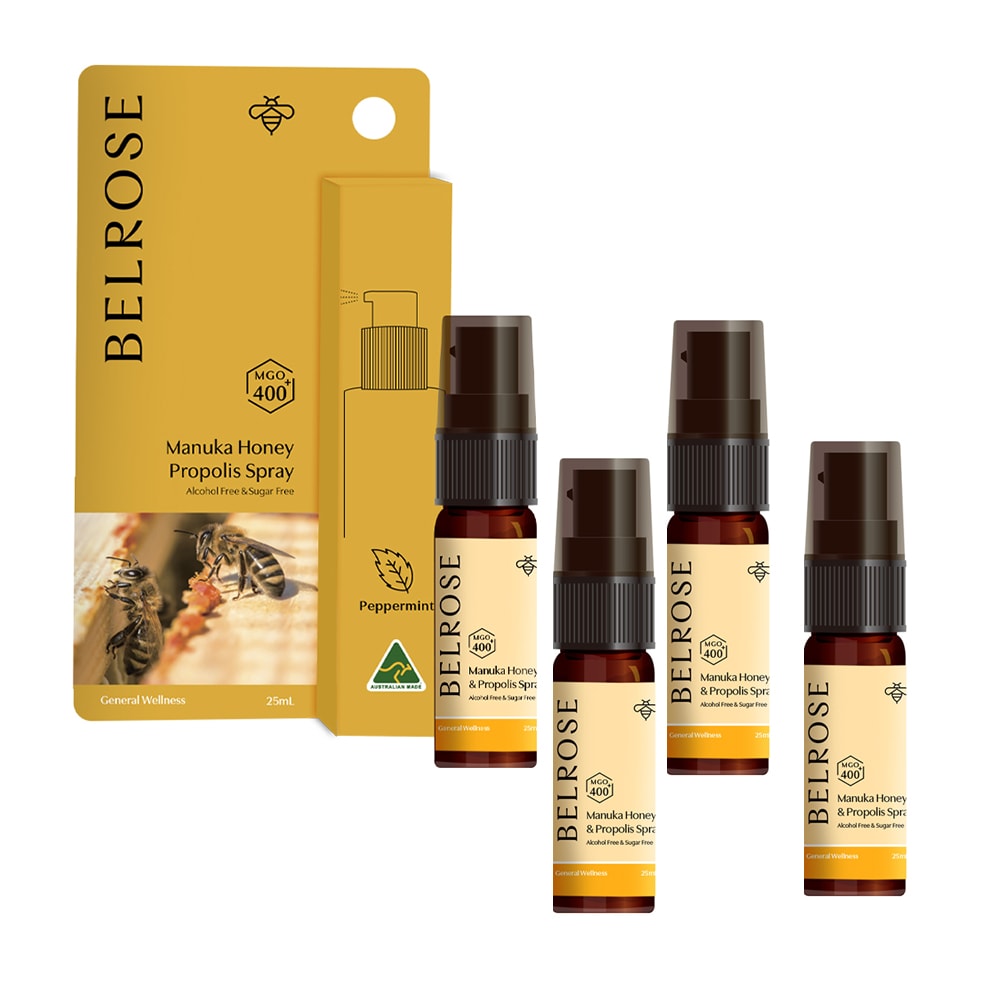 【澳洲澳倍美Belrose】麥蘆卡蜂膠口腔噴劑-(4入組 25ml/瓶)
