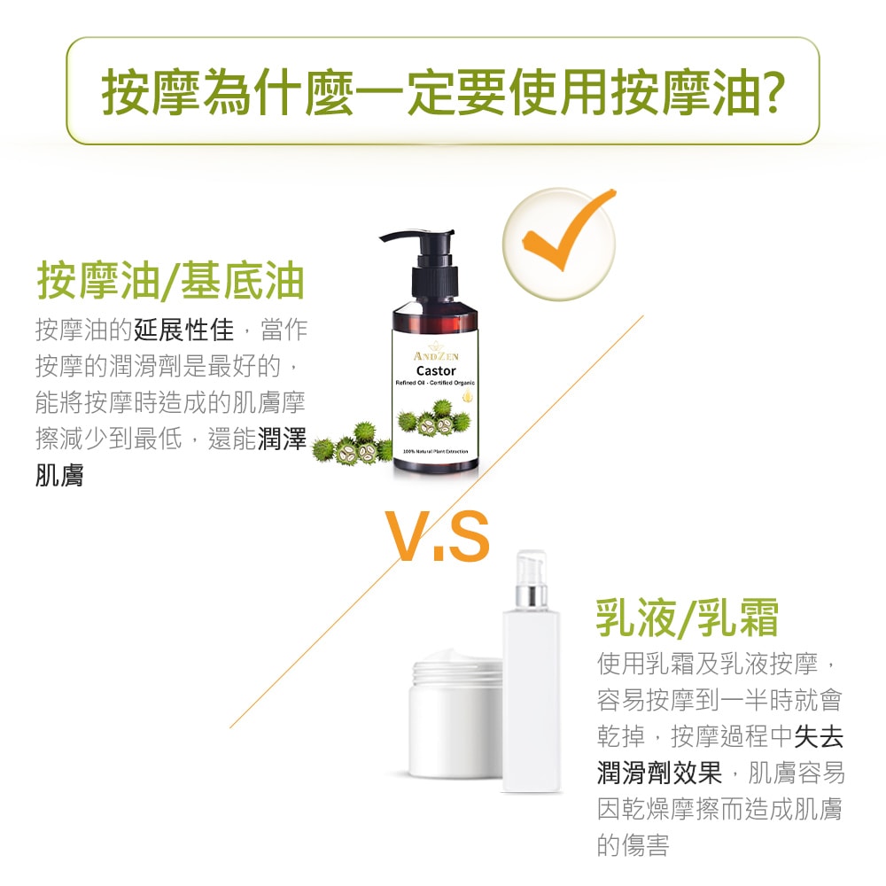 【ANDZEN】安得仁 ACO有機認證-蓖麻油160ml(按摩油保濕油基礎油基底油)