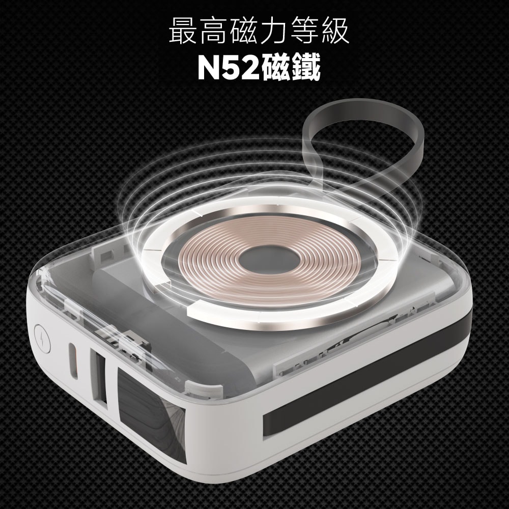 【POLYBATT】台灣製造 10000mAh 20W 自帶雙線/數顯/磁吸無線快充行動電源(T10)