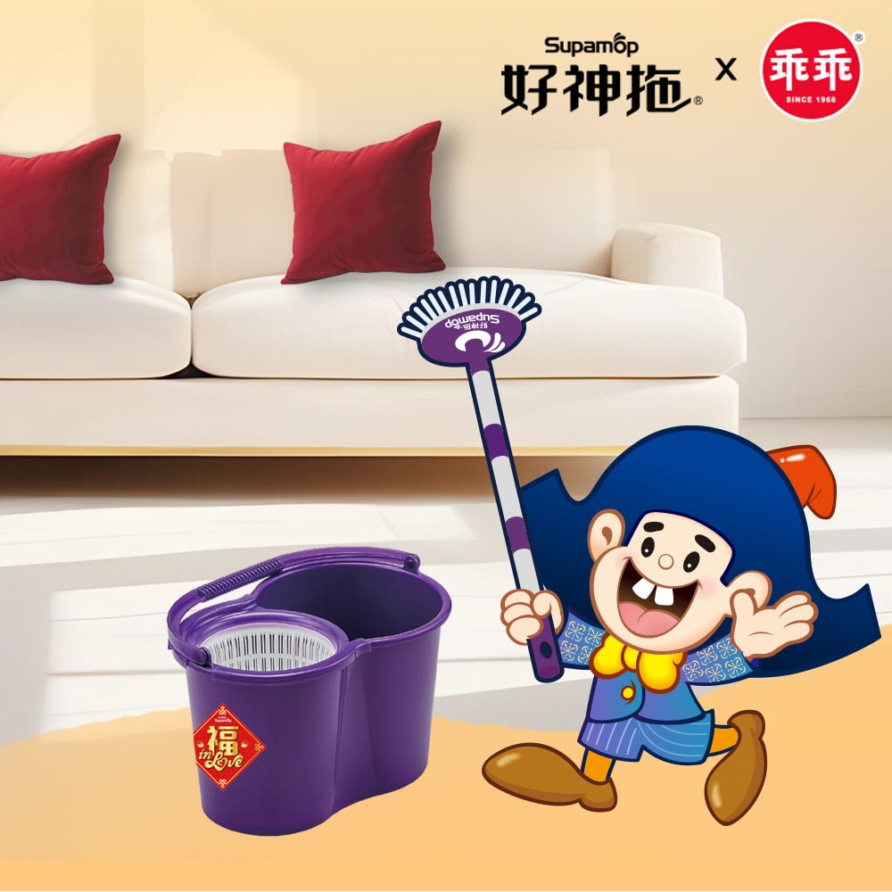 【好神拖】好神拖 乖乖聯名款-馬上舞吉 手壓旋轉拖把組(1拖+1桶+1布)