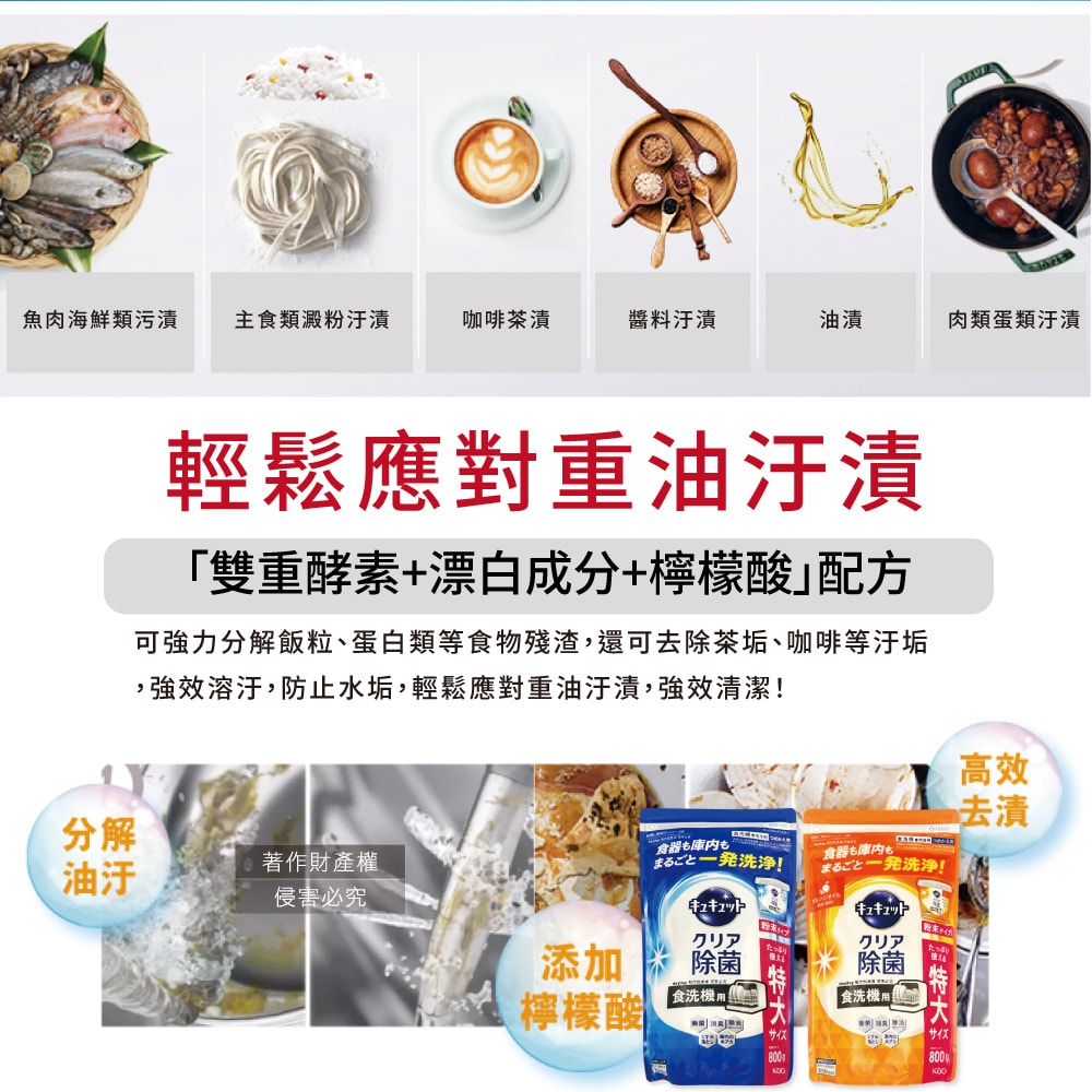 【KAO 花王】CUCUTE珂珂透洗碗機專用檸檬酸洗碗粉補充包800g/袋(酵素去油除垢洗碗劑,廚房餐具碗盤亮白洗滌劑,多機型適用消臭洗潔精)