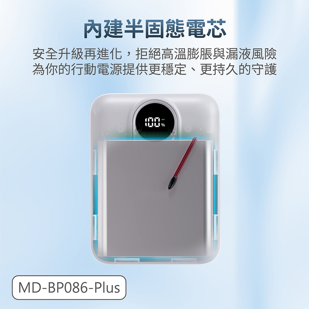【MINIQ】台灣製造 10000mAh 防爆固態數顯急速行動電源(附贈掛繩充電線Type-C)