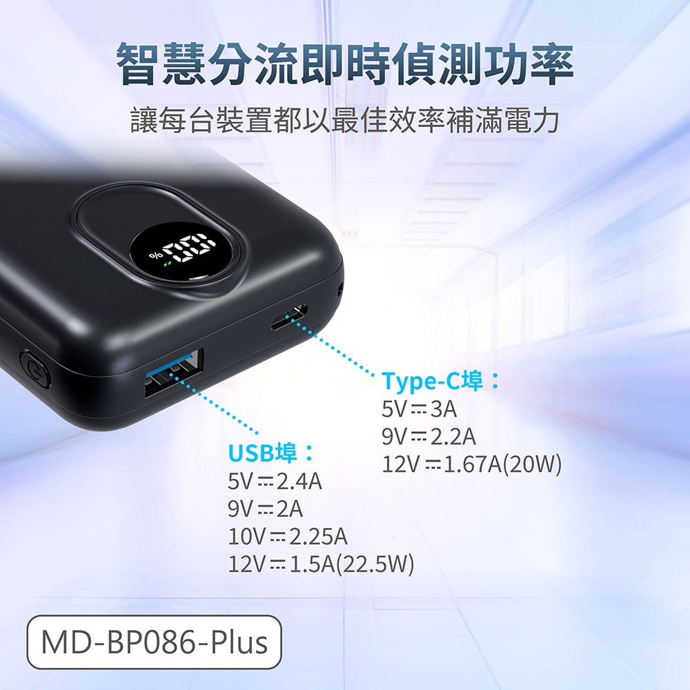 【MINIQ】台灣製造 10000mAh 防爆固態數顯急速行動電源(附贈掛繩充電線Type-C)