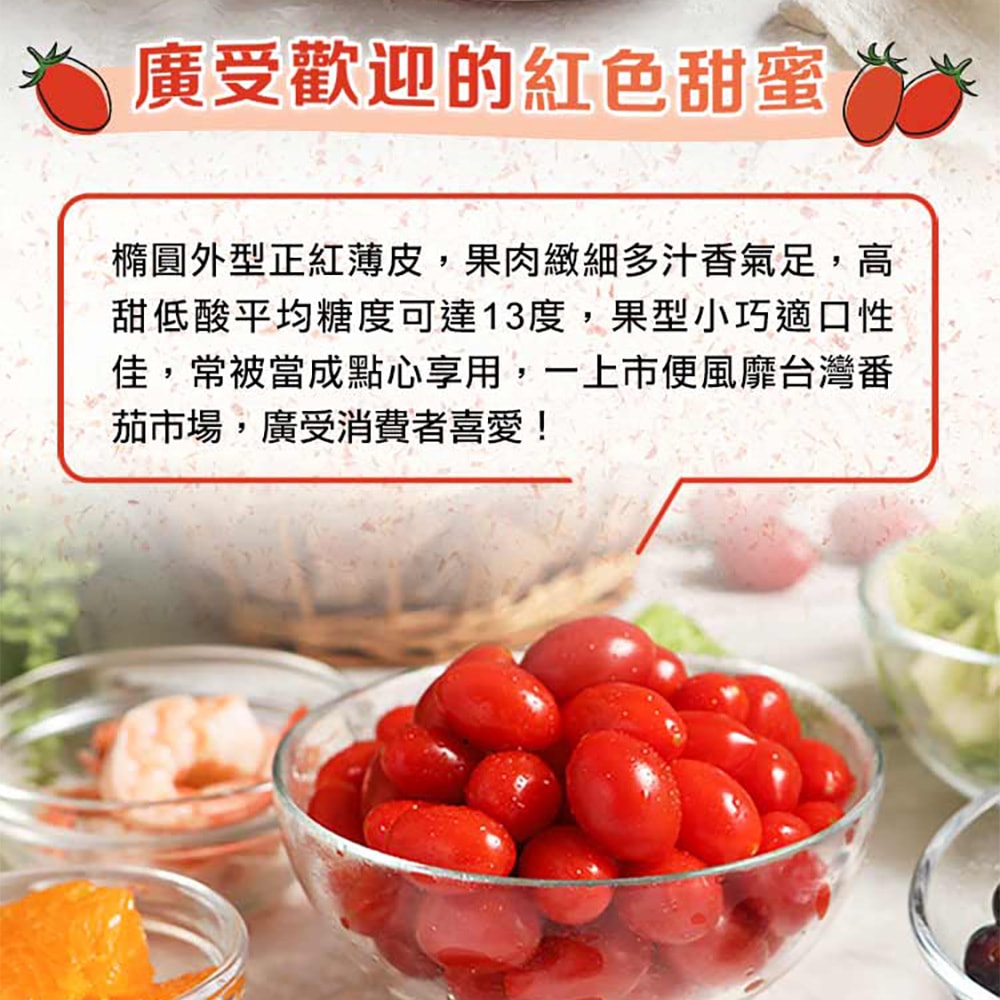 【愛上新鮮】鮮採薄皮玉女小番茄x1箱(1800g(3台斤)/箱)預購 常溫配送