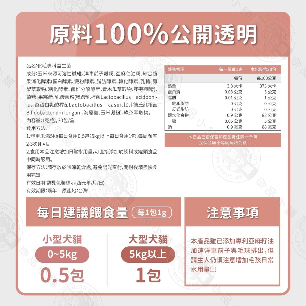 【毛孩時代】犬貓化毛專科益生菌30包/盒 貓咪化毛保健 排毛順毛 毛球保養 腸胃益生菌 寵物保健 犬貓適用
