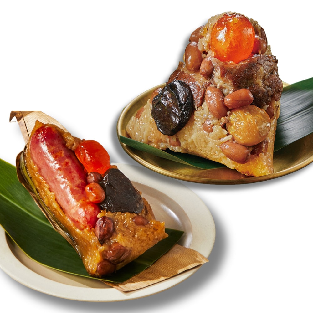 【黑橋牌】(加送50點)雙冠粽藝禮盒2盒組(廟口粽*3+黑豬香腸粽*3/盒)-冠軍粽提盒包裝(端午節/肉粽)