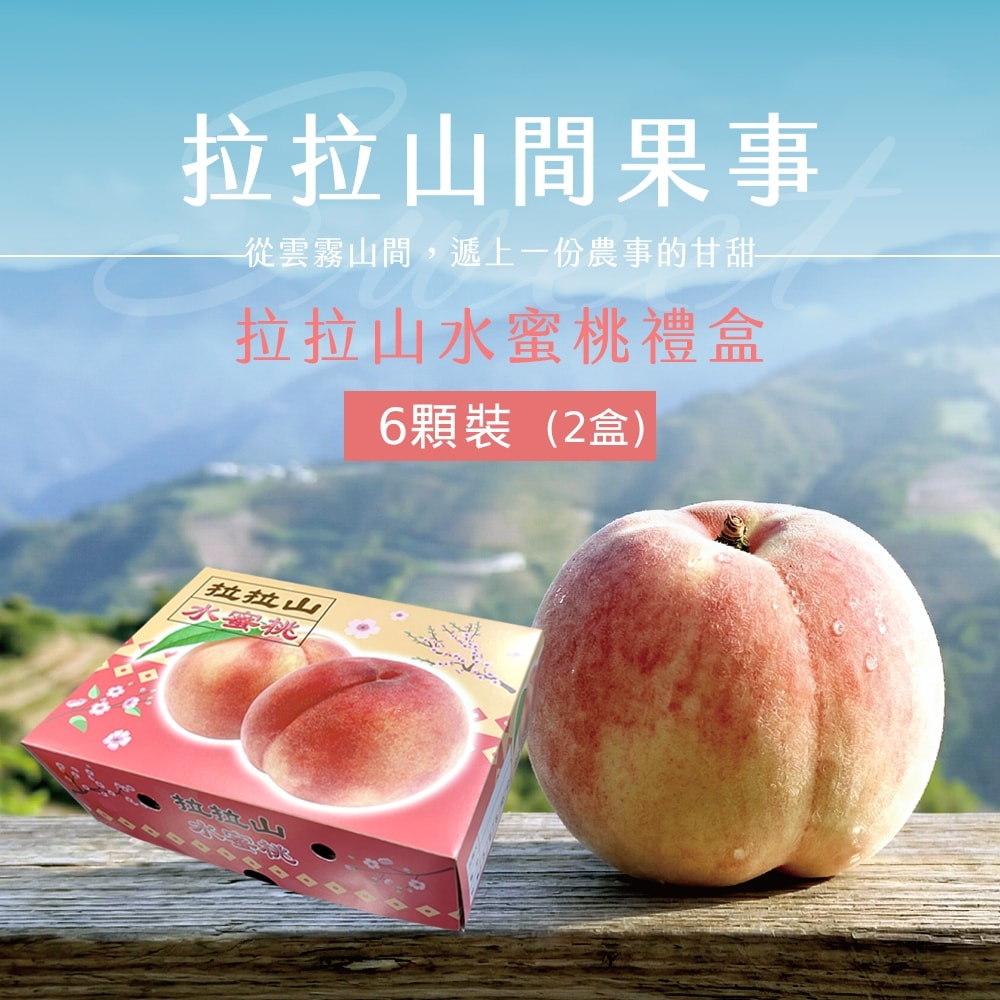 【禾鴻】【拉拉山間果事】拉拉山水蜜桃禮盒6顆裝x2盒(淨重1.35kg/盒_媽媽桃五月桃)
