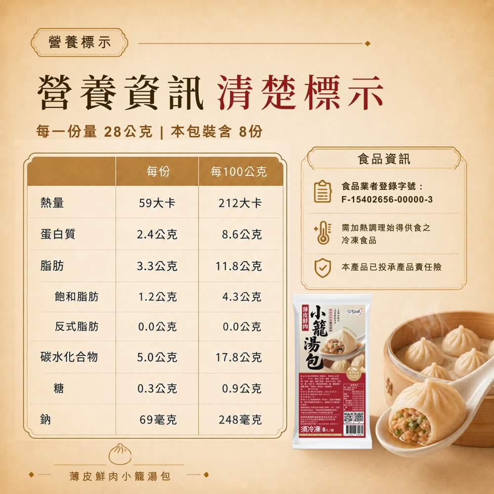 【台灣好漁】薄皮鮮肉小籠湯包5包(8入/包)- (預計6/4陸續出貨)