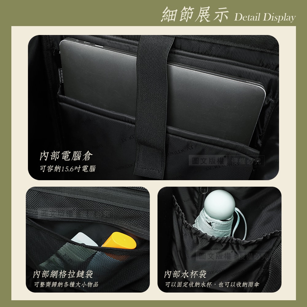 【J.S.優品】All in One 一咖萬用 親子登機後背包 15.6吋電腦包 硬框寬口大容量 - 鮮拾